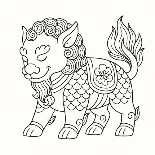 Tô màu con lân cho bé – Tranh tô màu đầu lân 2025