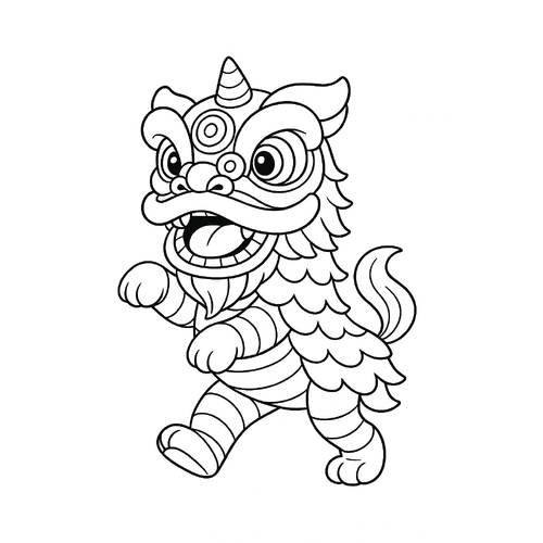 Tô màu con lân cho bé – Tranh tô màu đầu lân 2025