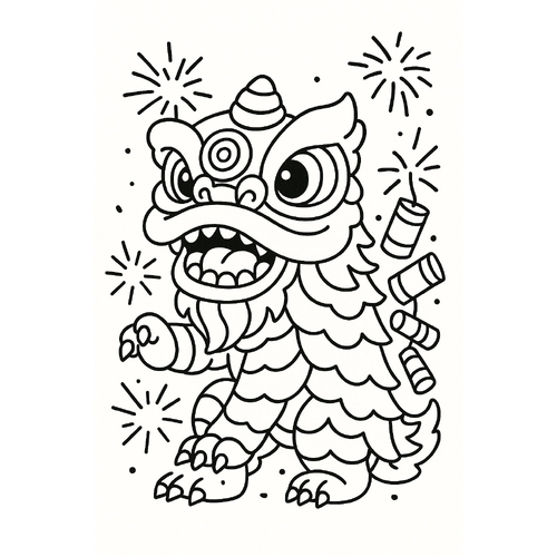 Tô màu con lân cho bé – Tranh tô màu đầu lân 2025