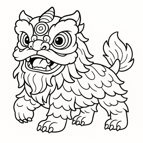 Tô màu con lân cho bé – Tranh tô màu đầu lân 2025