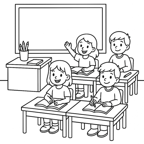 Tranh Tô Màu Trường Tiểu Học Cho Bé Năm 2025 - Tải PDF