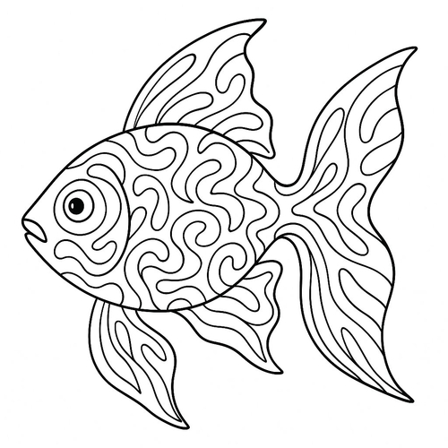 Tô màu con cá vàng cho bé 2025 – Hình tô màu dễ thương