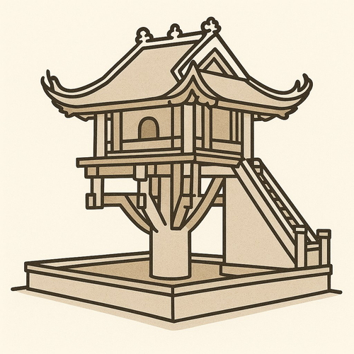 Tô màu chùa Một Cột cho bé 2025 – Tranh tô màu dễ thương