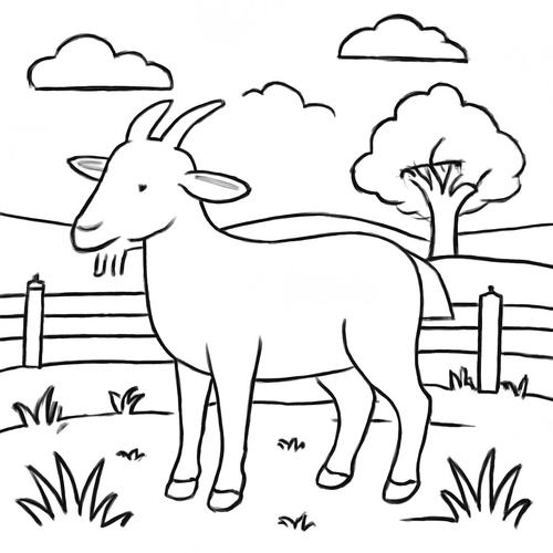 Tô màu con dê cho bé 2025 – Hình tô màu dễ thương