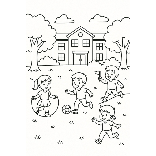 Tranh Tô Màu Trường Tiểu Học Cho Bé Năm 2025 - Tải PDF