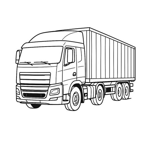 Tô màu xe container cho bé - Tranh tô màu 2025