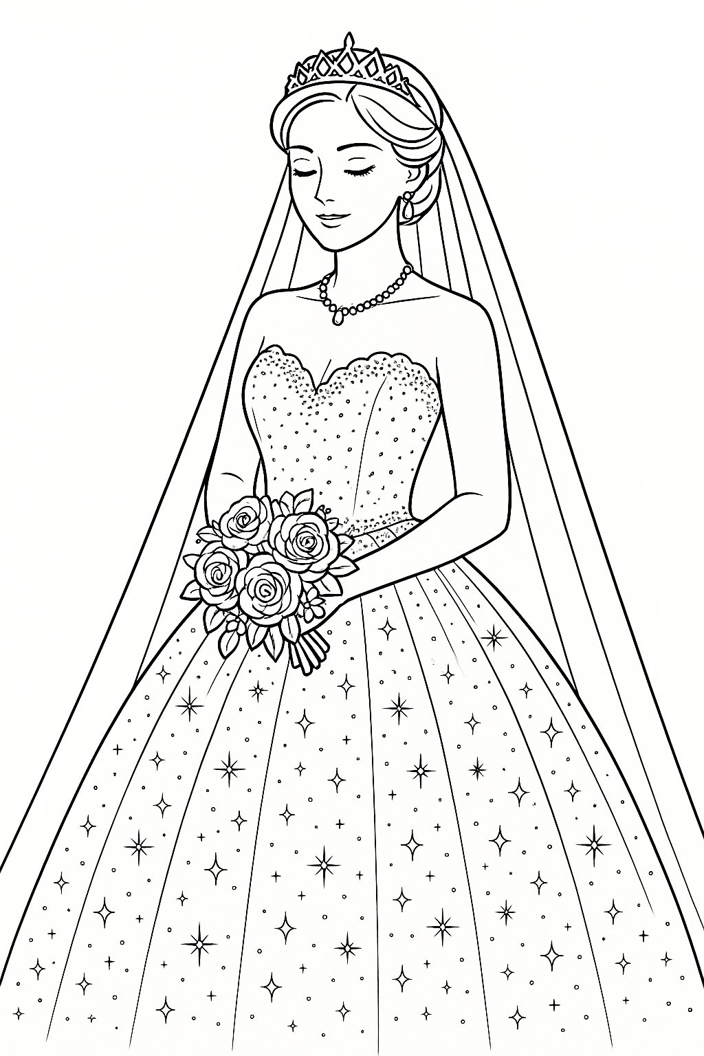 Tô màu cô dâu cho bé đẹp, tải PDF miễn phí 2025