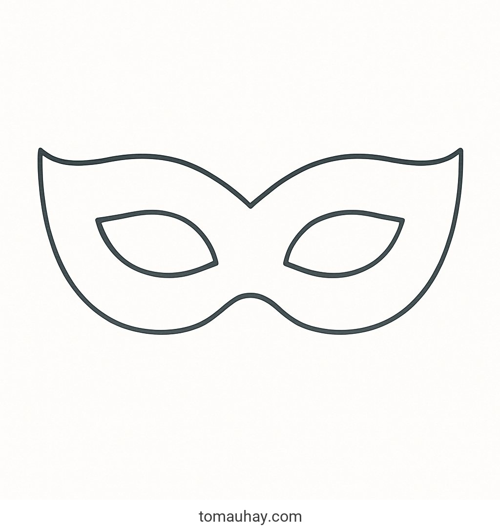 Tranh tô màu mặt nạ Trung Thu cho bé 2026 - Tải PDF - Cổ điển đơn sắc