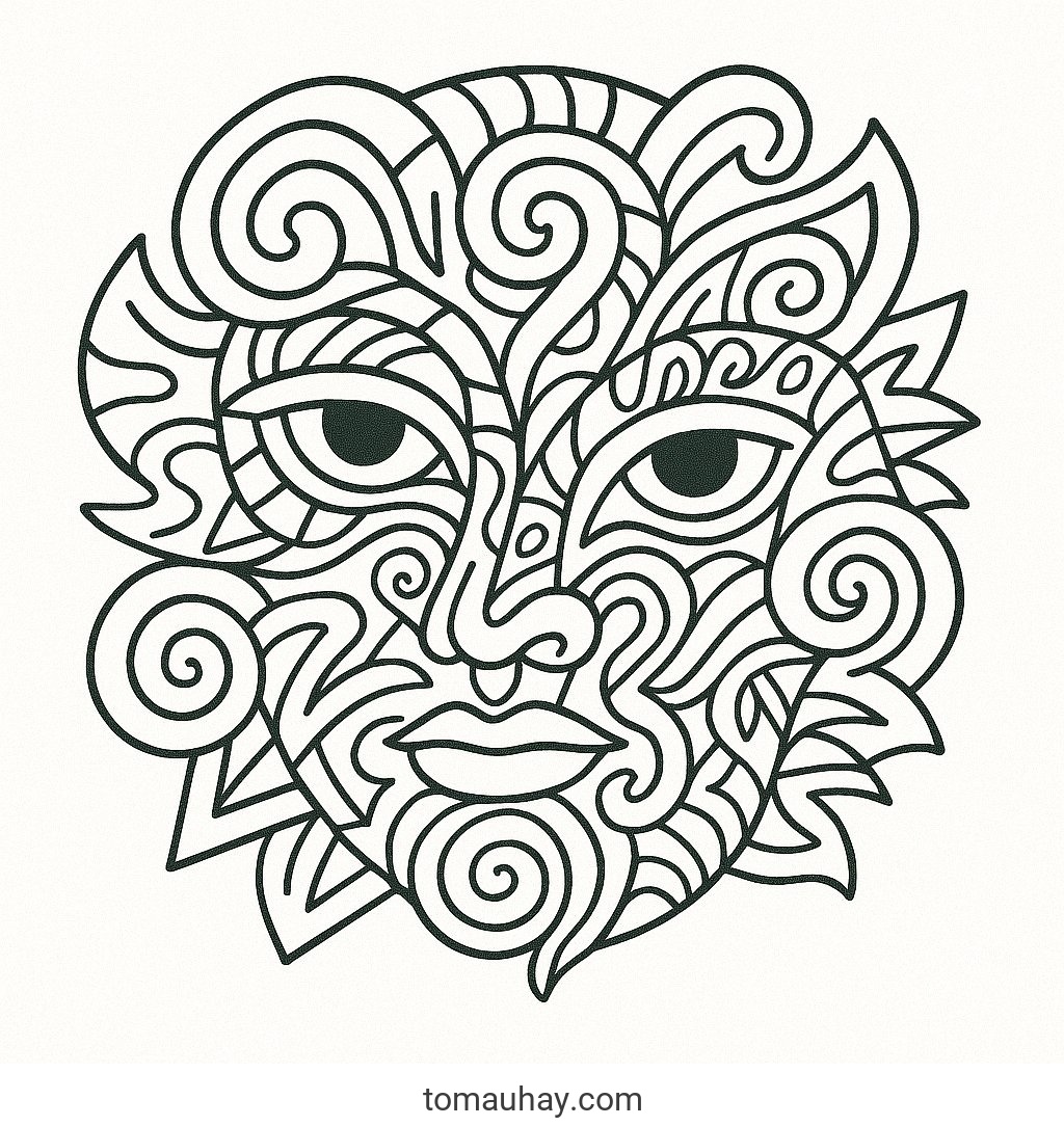 Tranh tô màu mặt nạ Trung Thu cho bé 2026 - Tải PDF - Hòa trộn trừu tượng