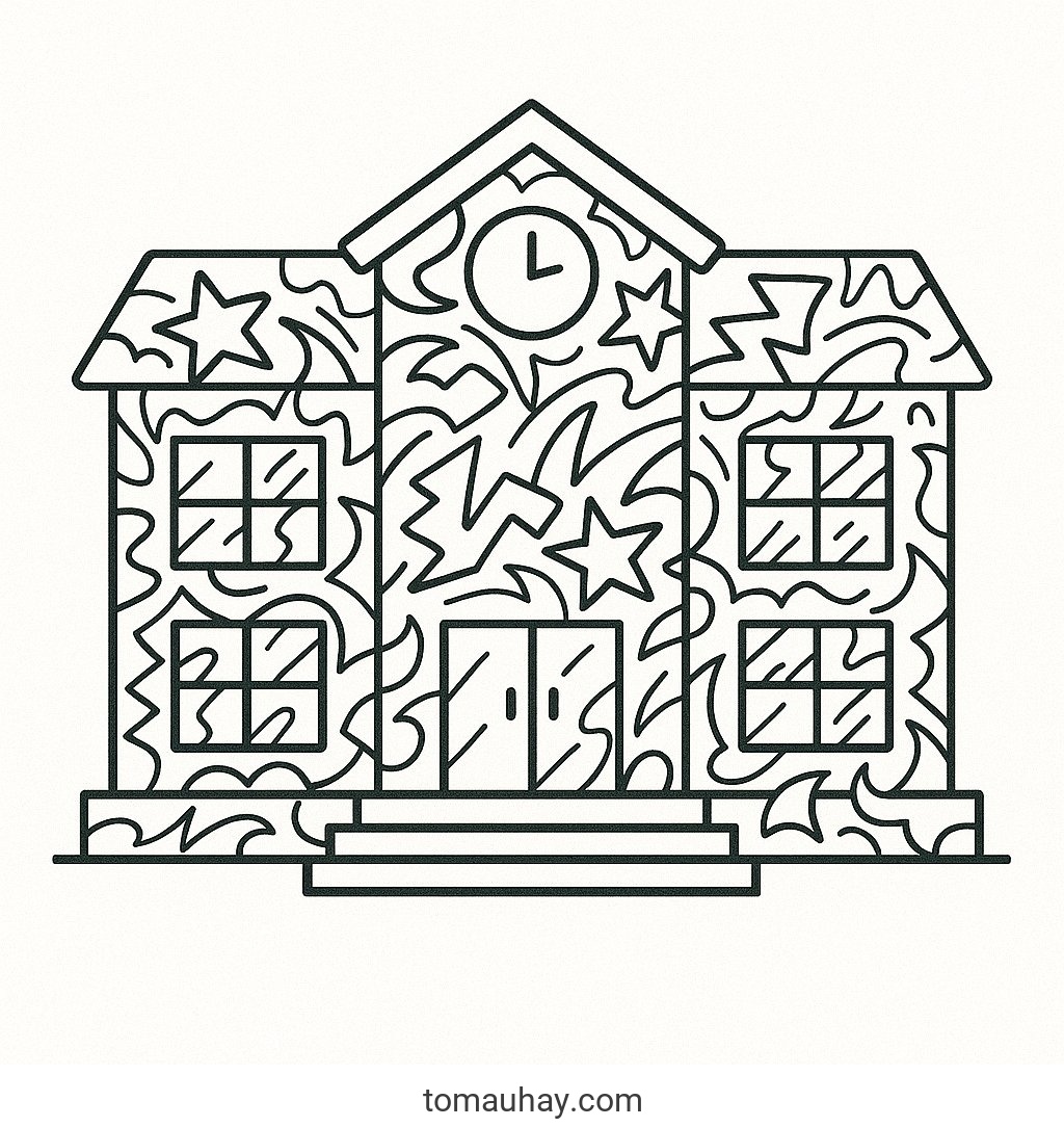 Tô màu ngôi trường cho bé 2026 - Hình tô màu đẹp