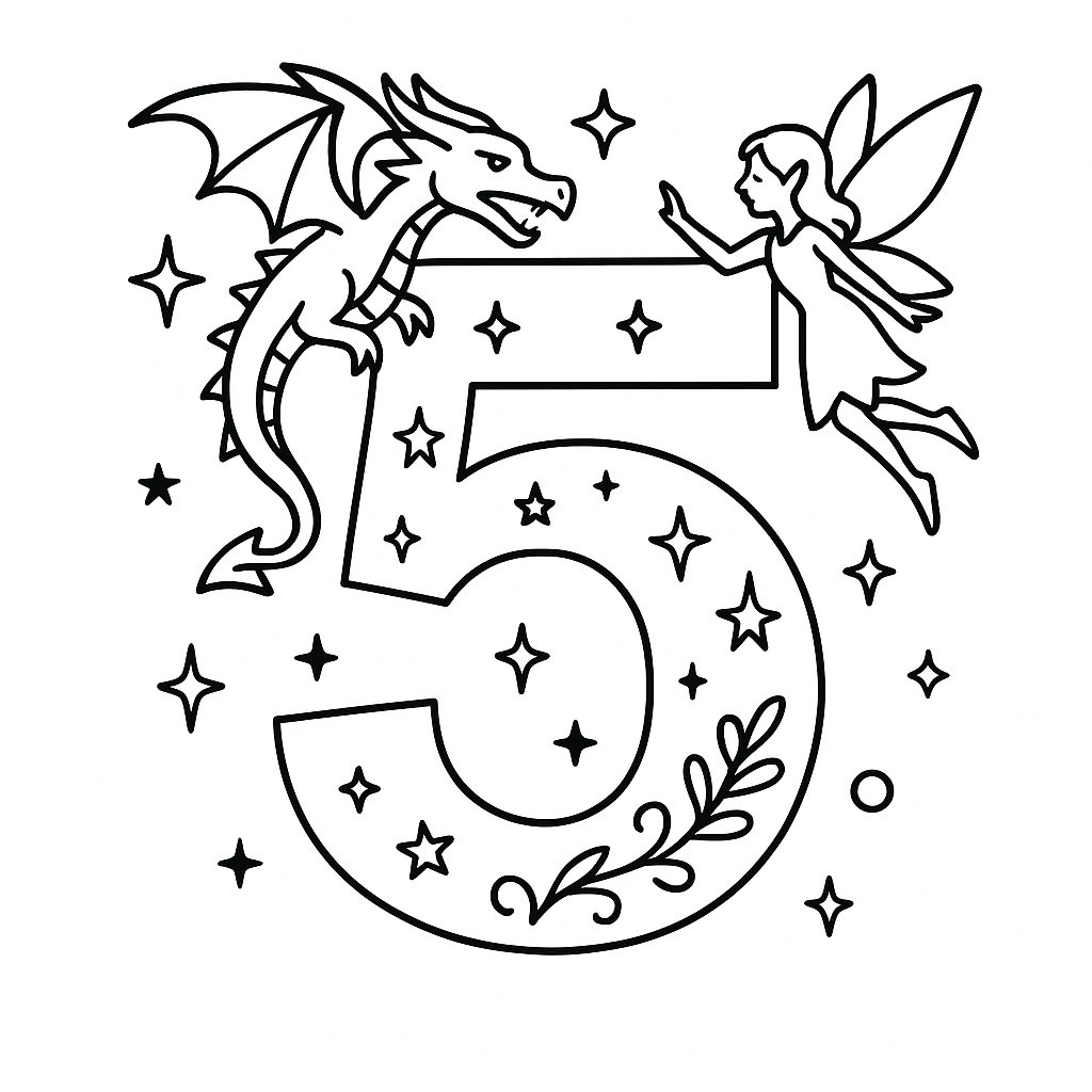 Tranh tô màu số 5 cho bé 2025 - Hình tô màu đẹp, dễ tải