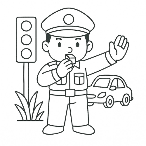 Tô màu chú cảnh sát cho bé đẹp, tải PDF miễn phí 2025