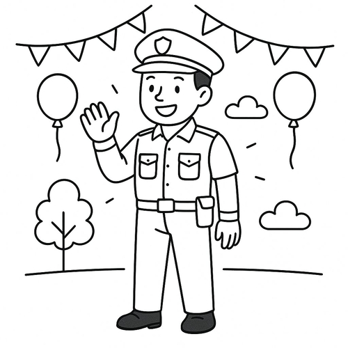 Tô màu chú cảnh sát cho bé đẹp, tải PDF miễn phí 2025