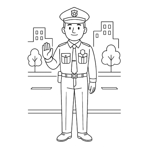 Tô màu chú cảnh sát cho bé đẹp, tải PDF miễn phí 2025