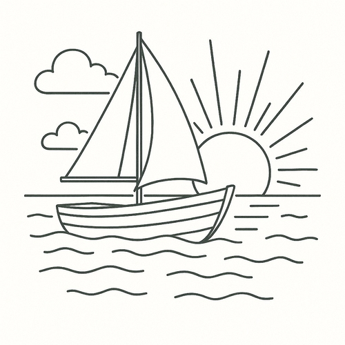 Tô màu chiếc thuyền cho bé đẹp, tải PDF miễn phí 2025