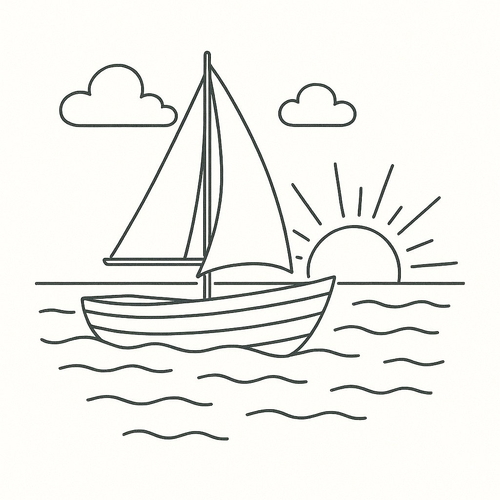 Tô màu chiếc thuyền cho bé đẹp, tải PDF miễn phí 2025