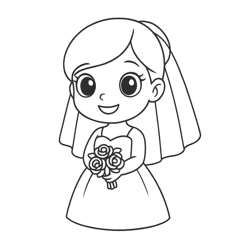 Tô màu cô dâu cho bé đẹp, tải PDF miễn phí 2025