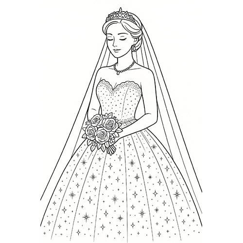 Tô màu cô dâu cho bé đẹp, tải PDF miễn phí 2025