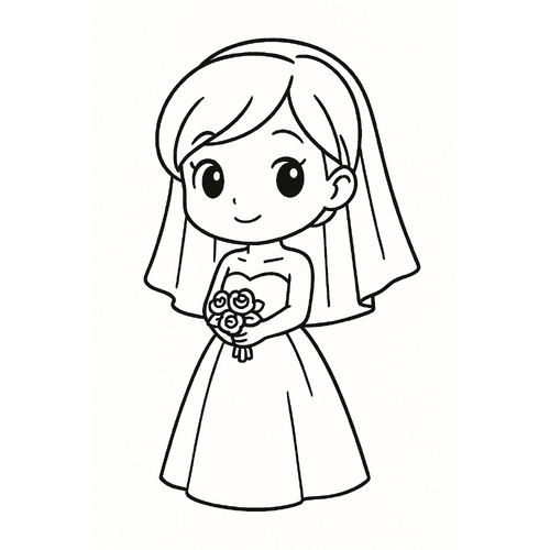 Tô màu cô dâu cho bé đẹp, tải PDF miễn phí 2025