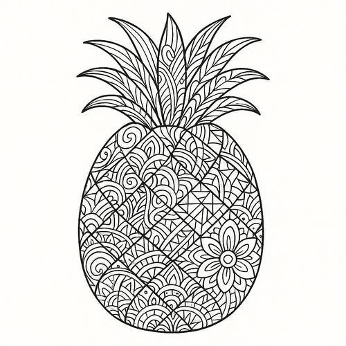Tô màu quả dứa cho bé 2025 - Hình tô màu đẹp