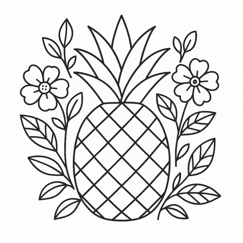Tô màu quả dứa cho bé 2025 - Hình tô màu đẹp