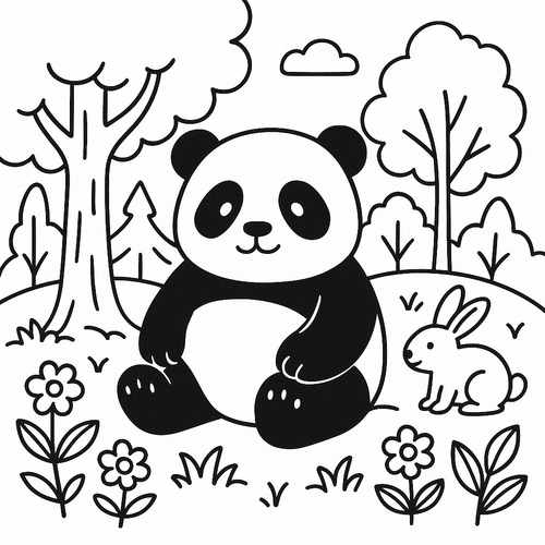 Tranh tô màu gấu trúc cho bé 2025 – Hình tô màu PDF miễn phí