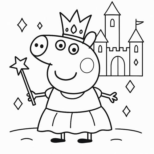 Tranh tô màu heo Peppa cho bé 2025 – Hình tô màu PDF miễn phí