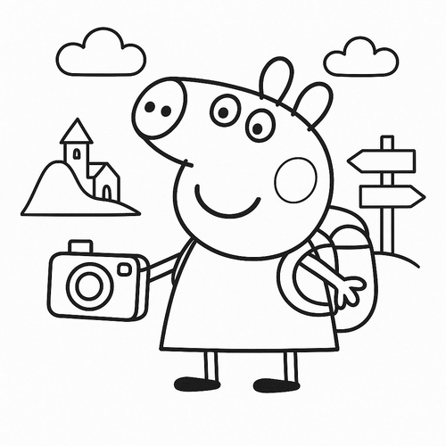 Tranh tô màu heo Peppa cho bé 2025 – Hình tô màu PDF miễn phí