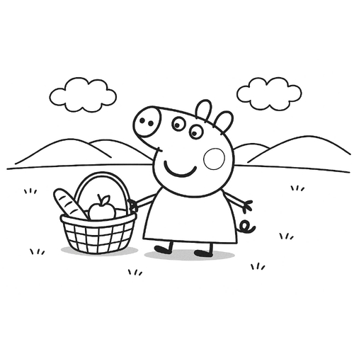 Tranh tô màu heo Peppa cho bé 2025 – Hình tô màu PDF miễn phí