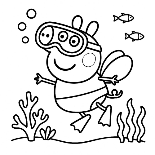 Tranh tô màu heo Peppa cho bé 2025 – Hình tô màu PDF miễn phí