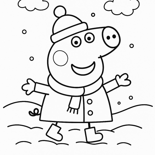 Tranh tô màu heo Peppa cho bé 2025 – Hình tô màu PDF miễn phí