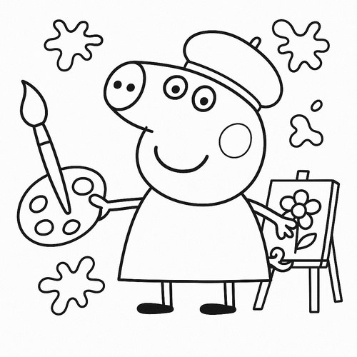 Tranh tô màu heo Peppa cho bé 2025 – Hình tô màu PDF miễn phí