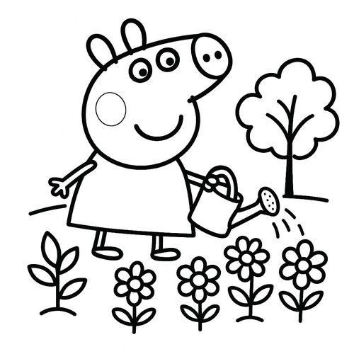 Tranh tô màu heo Peppa cho bé 2025 – Hình tô màu PDF miễn phí