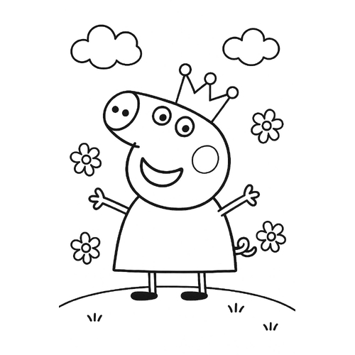Tranh tô màu heo Peppa cho bé 2025 – Hình tô màu PDF miễn phí