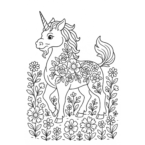 Tranh tô màu kỳ lân cho bé 2025 – Hình tô màu PDF miễn phí