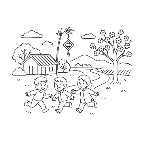 29 + Tranh tô màu ngày Tết 2025 đa dạng đề tài cho bé thích thú