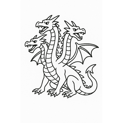 Tranh tô màu rồng 3 đầu cho bé 2025 - Tải PDF