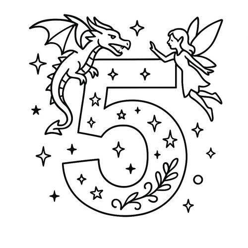 Tranh tô màu số 5 cho bé 2025 - Hình tô màu đẹp, dễ tải