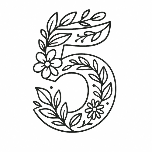 Tranh tô màu số 5 cho bé 2025 - Hình tô màu đẹp, dễ tải