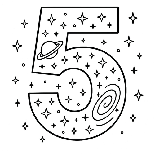 Tranh tô màu số 5 cho bé 2025 - Hình tô màu đẹp, dễ tải