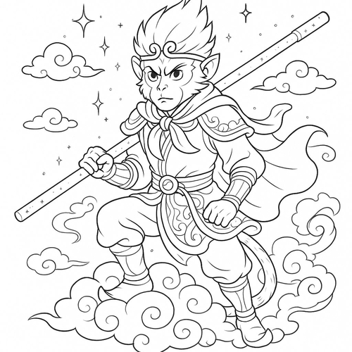 Tô màu Tôn Ngộ Không cho bé 2025 - Hình tô màu đẹp