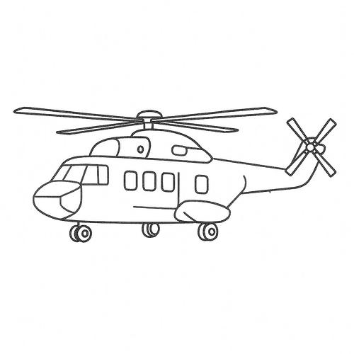 Tranh tô màu máy bay trực thăng cho bé 2025 – Hình PDF miễn phí