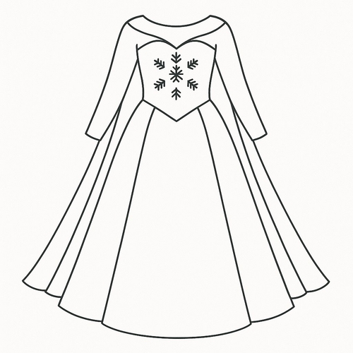 Tranh tô màu váy công chúa cho bé – Hình tô màu đẹp 2025