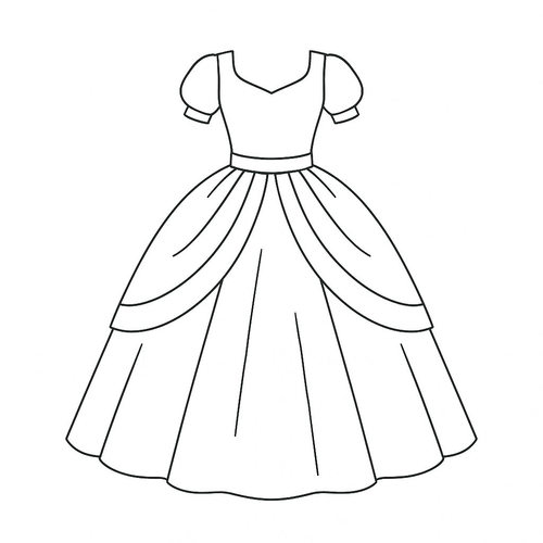 Tranh tô màu váy công chúa cho bé – Hình tô màu đẹp 2025
