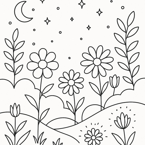 Tranh tô màu vườn hoa cho bé – Hình tô màu đẹp 2025