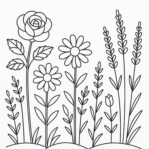 Tranh tô màu vườn hoa cho bé – Hình tô màu đẹp 2025