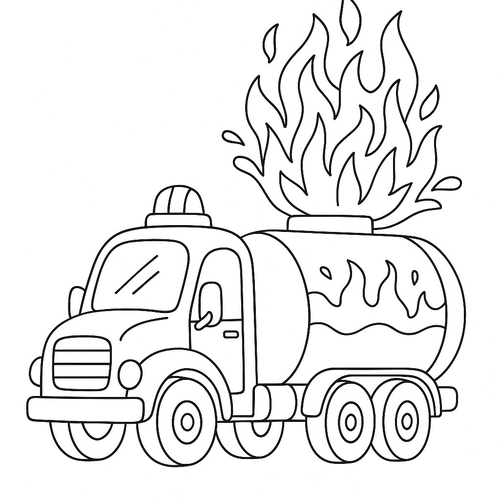 Tô màu xe bồn cho bé 2025 - Hình tô màu đẹp
