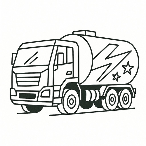 Tô màu xe bồn cho bé 2025 - Hình tô màu đẹp