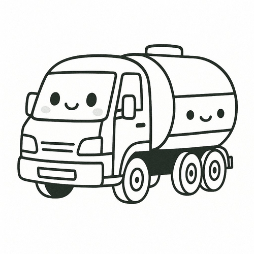 Tô màu xe bồn cho bé 2025 - Hình tô màu đẹp