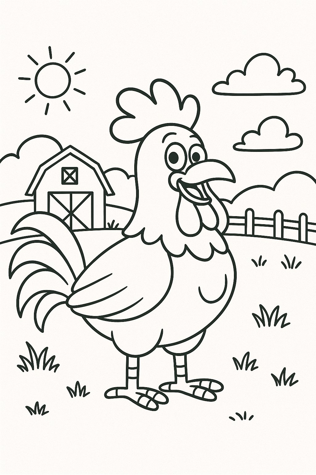 Hình tô màu con gà cho bé 2025 - PDF miễn phí